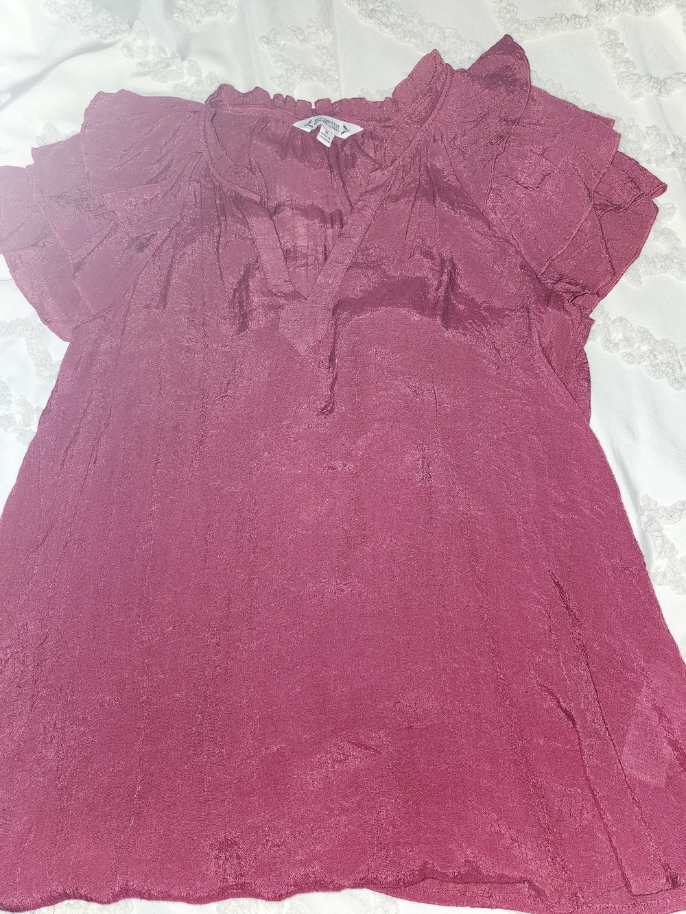 Nanette Lepore Ruffled V-Neck Blouse in Berry